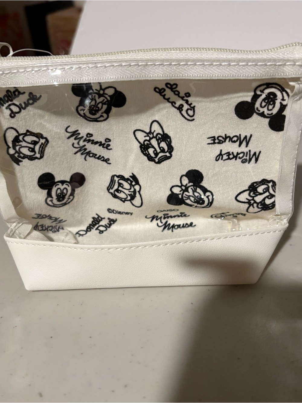 Disney White and Clear Minnie & Mickey Kids Cosmetic Pouch new